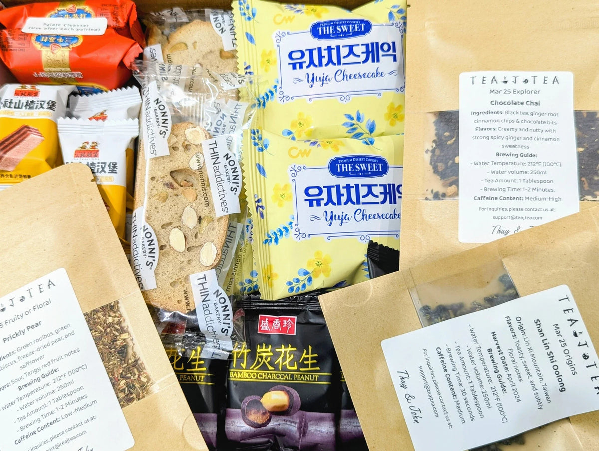 March 2025 Tea Box with Premium Teas and Pastries.