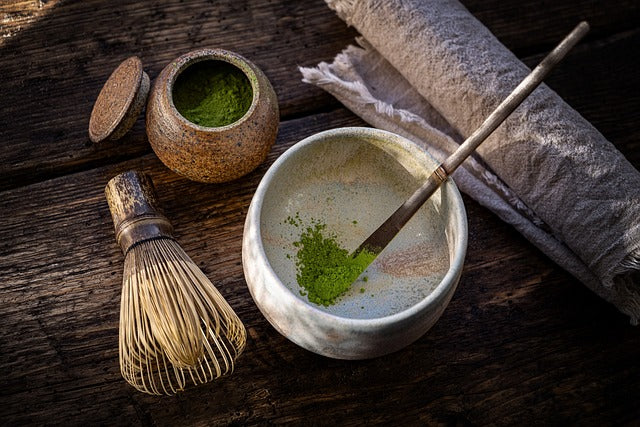 Matcha tea and Matcha preparation kit set for matcha making