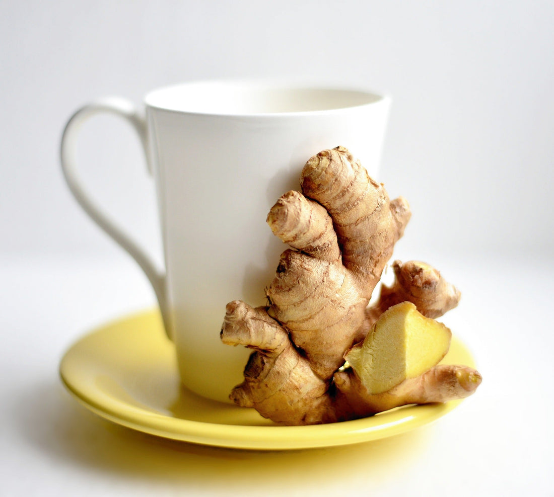 Cup of green tea and ginger