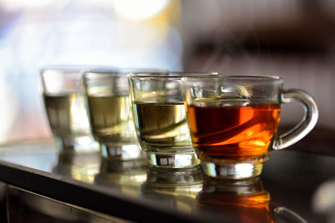 Green Tea VS Black Tea in a clear glass cups